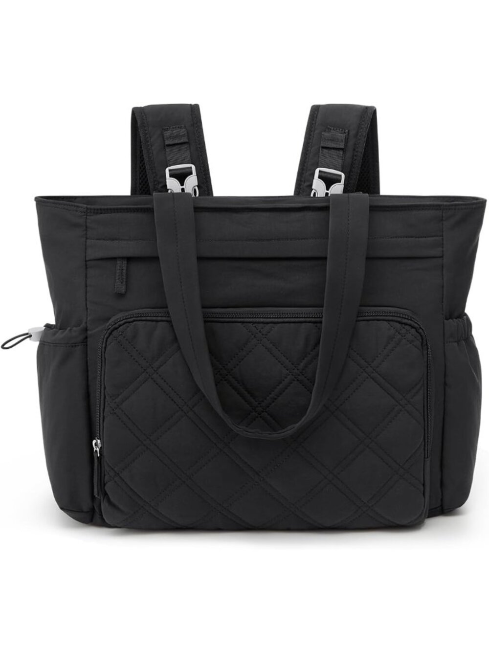 3-in-1 Diaper Bag Backpack with Insulated Pockets & Stroller Buckle - Black